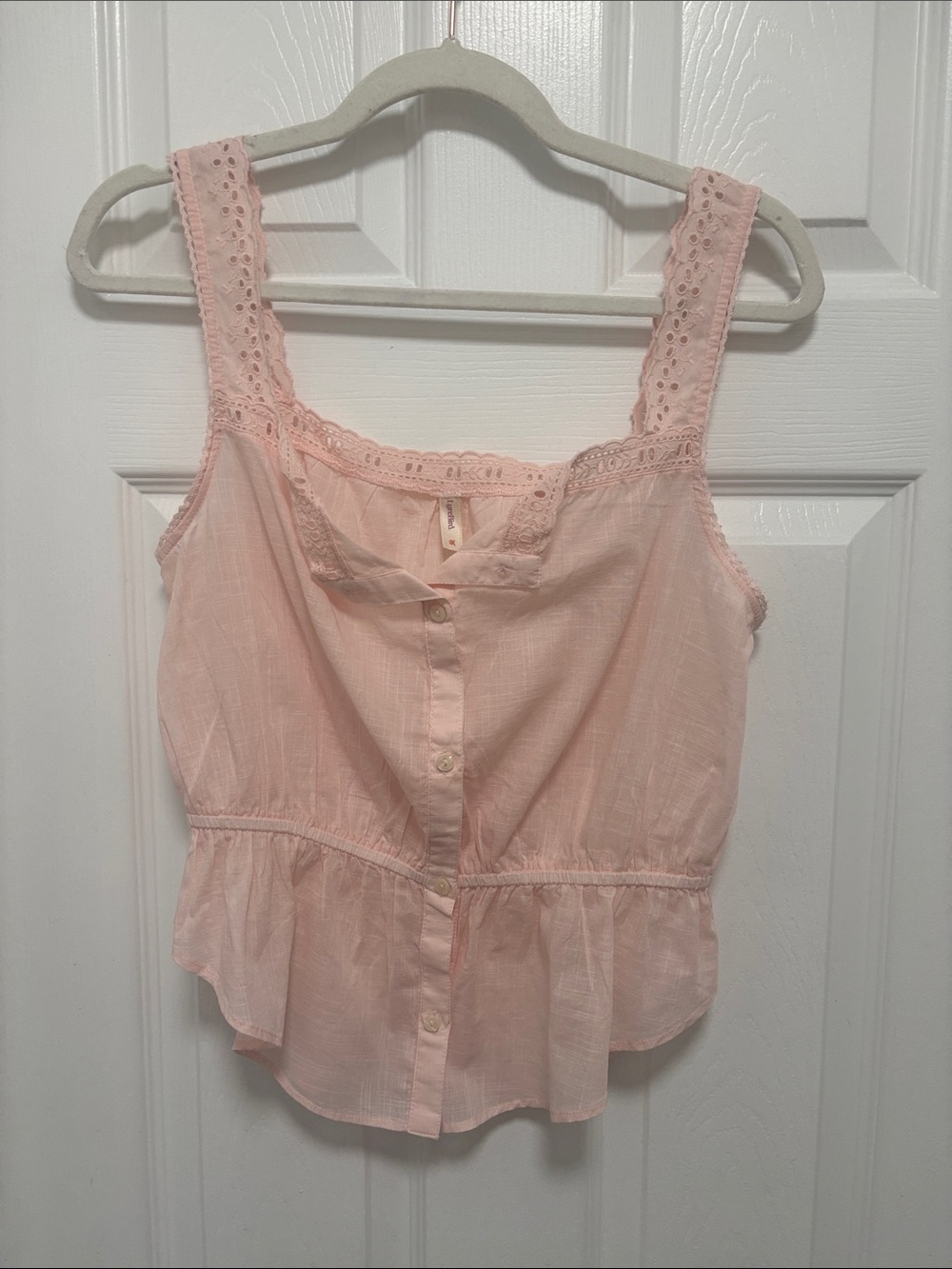 LYREBIRD from Anthropologie Women's Pink Lace-Trim Button Front Tank Top